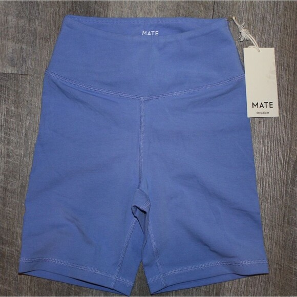 MATE THE LABEL WOMEN'S ORGANIC COTTON BIKER SHORTS NWT BLUEBERRY SZ XS - Picture 1 of 3